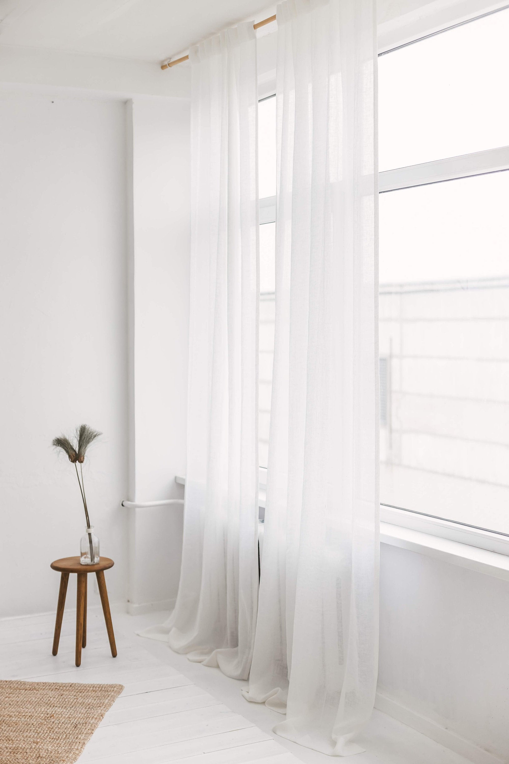 1 Pair Voile Sheer Window Dressing Curtain Grommet Total Width 280cm