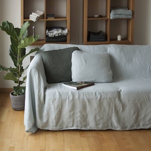 Linen Couch Cover, Linen Bedspread, Natural Sofa Cover, Linen Couch Throw, Large Linen Coverlet, Sofa Slipcover, Linen Bed Cover