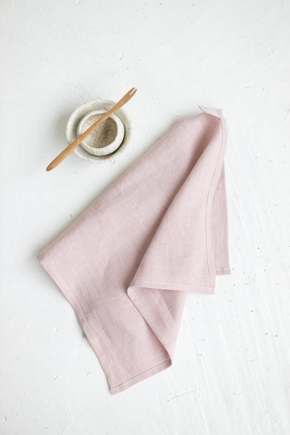 Linen Tea Towels Set of 2 ,natural Linen Dish Towel,rose Linen Kitchen Towel,pure  Linen Dishcloth, Handmade Linen Tea Towel,kitchen Linens 