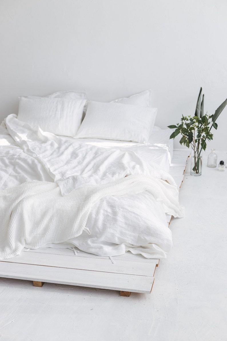 White Linen Bedding Set White Duvet Cover and Pillowcases Etsy