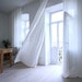 55'/140 Cm Wide Linen Curtain With Ties top, White Linen curtain,Custom Linen Drape,Window Panel,Living room Curtain,Bedroom white curtain 