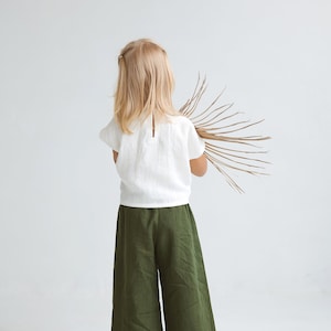 Girls Linen Culottes, Unisex Linen Pants Kids, Linen Culotte Pants Girls,Wide Linen Pants For Girl,Girls Casual Linen Pants,Wide Short Pants image 5