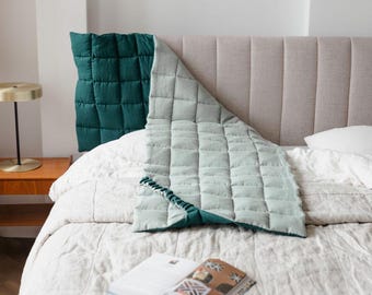 Quilted Linen Headboard Cover – Reversible Protective Custom Size Padded Cushion