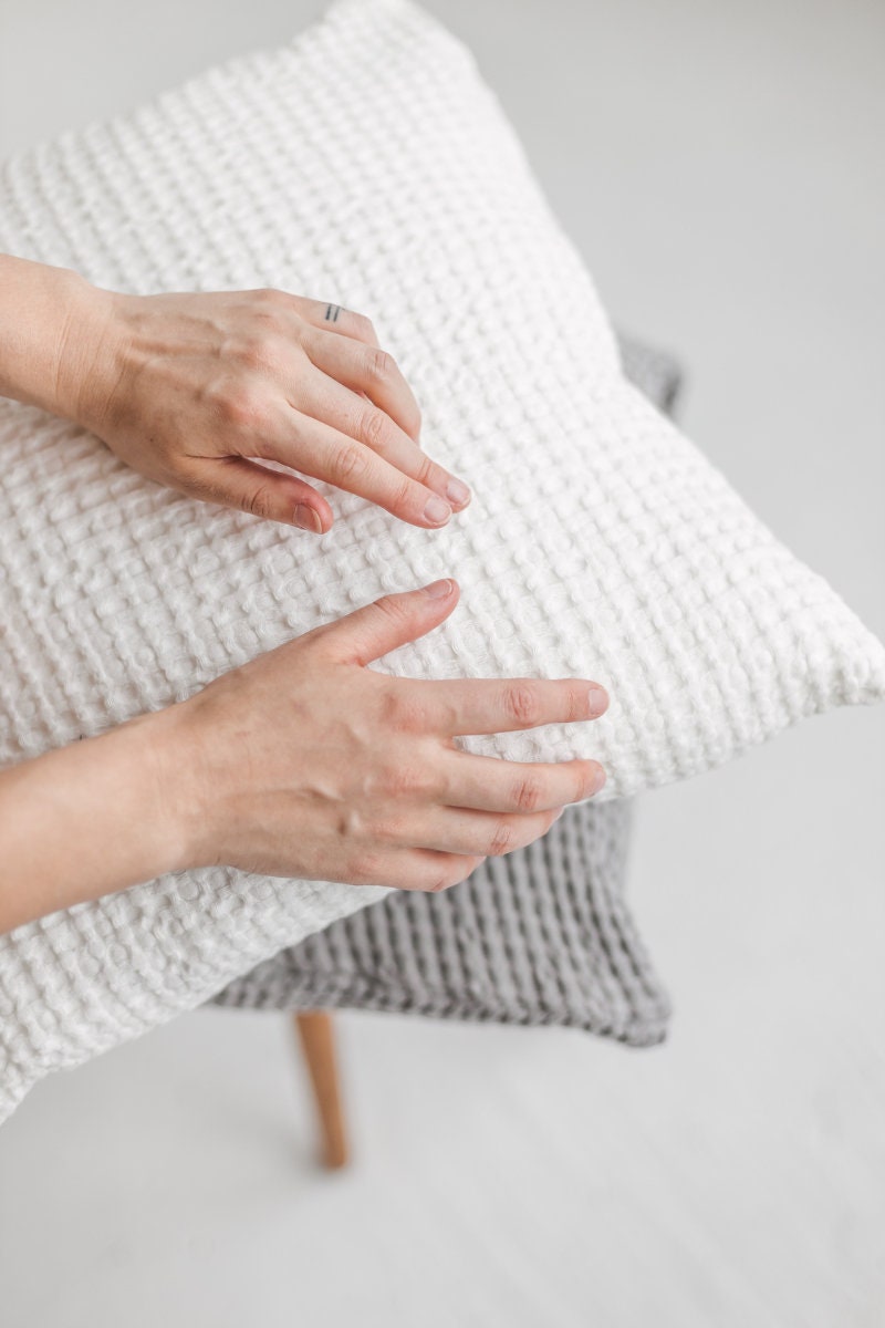 Set Of 2 Waffle Pillow Covers Waffle Linen Shams Linen Etsy