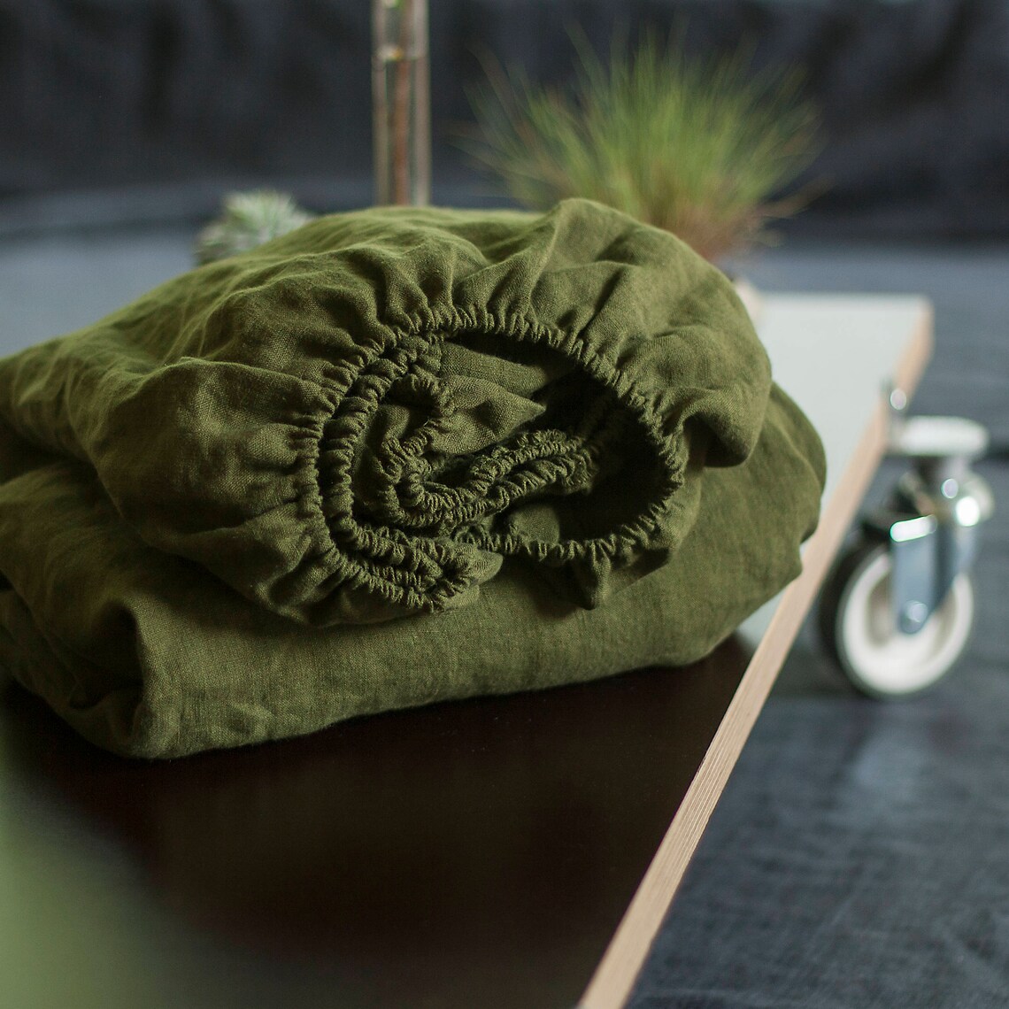 Linen Fitted Sheet Green Linen Sheet Pure Linen Sheet Queen Etsy