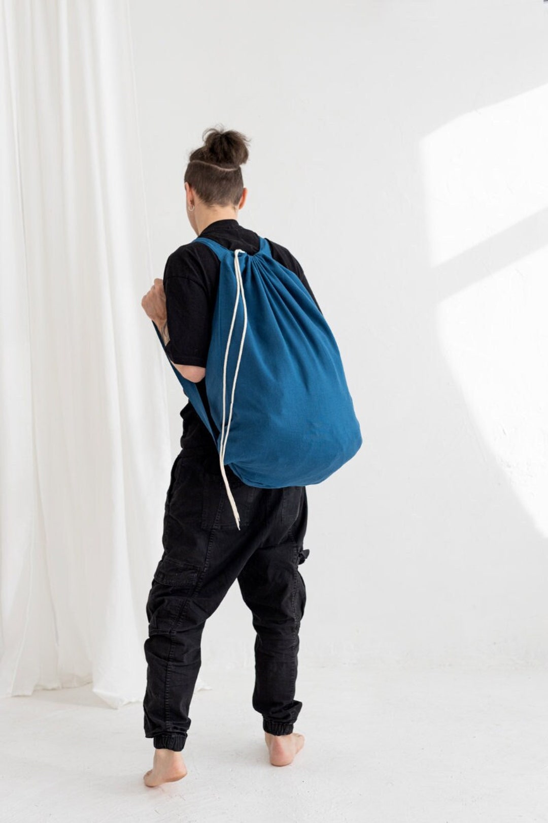 Linen Laundry Bag With Handles, Large Linen Laundry Backpack, Linen ...
