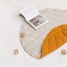Natural Linen Baby Play Mat, Round Linen Quilted Playing Rug, Two-Sided Linen Nursery Rug, Linen Floor Padded Rug Mattress, Linen Playmat 