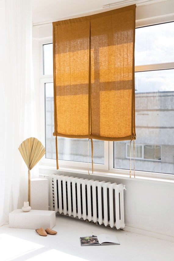 Leinen-Rollo, Leinen-Fensterrollo mit Bändern