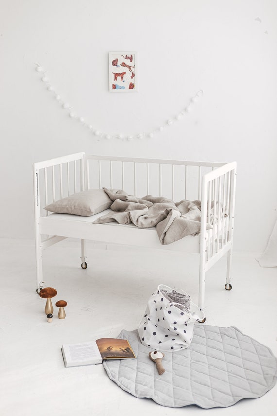 Light Blue Linen Baby Bedding Set Linen Duvet Cover and