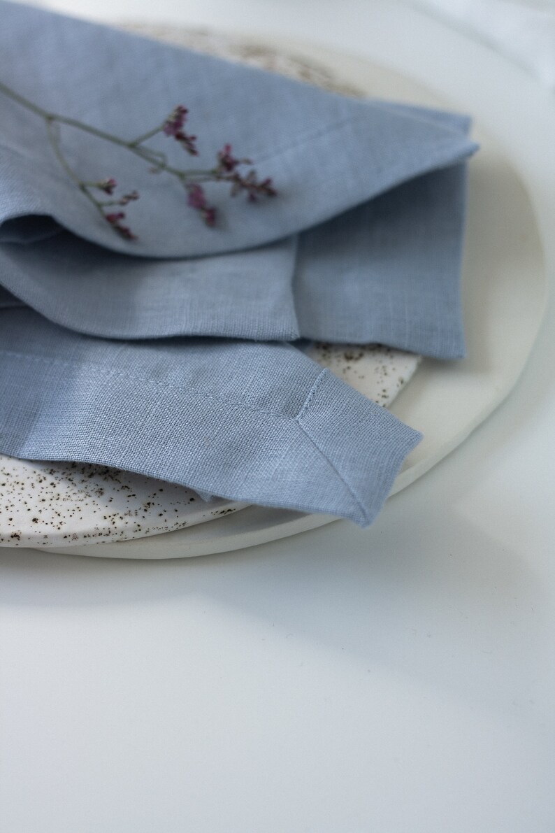 Dark Blue Softened Linen Napkins Navy Blue Linen Napkins for Etsy