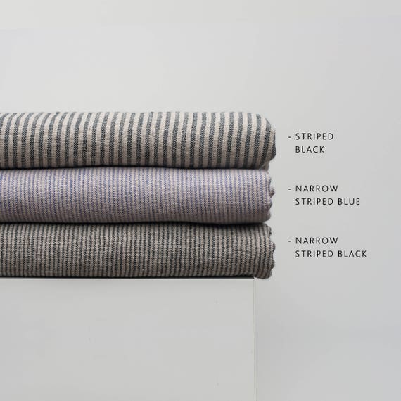 Set of 6 Striped Linen Tea Towels, Flax Dish Towel,blue and Grey
