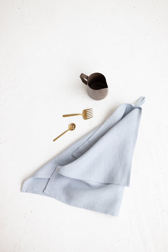 Linen Tea Towels Set of 2, Blue Linen Dish Towel,light Blue Linen Kitchen  Towel,natural Linen Dishcloth,handmade Linen Kitchen Towel 