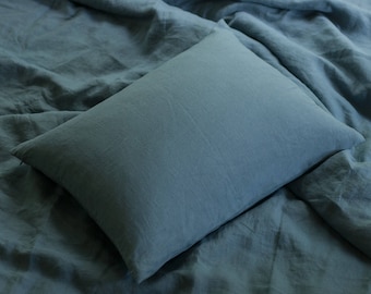 Blue Linen Pillowcase,Linen Pillow Cover,Zipped linen pillowcase,Natural Linen Pillowcase,Custom Sizes Pillow case, Linen Pillow Shams