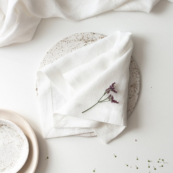 White Linen Napkins Etsy
