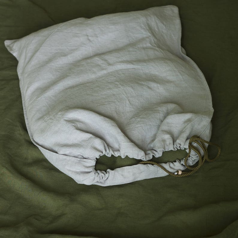 Linen Duvet Cover and Pillowcases,Linen Bedding Set,Washed Linen Bedding,Pure Linen Bedding,Linen Shams,Custom Size Bedding,Green Bed Linen image 5