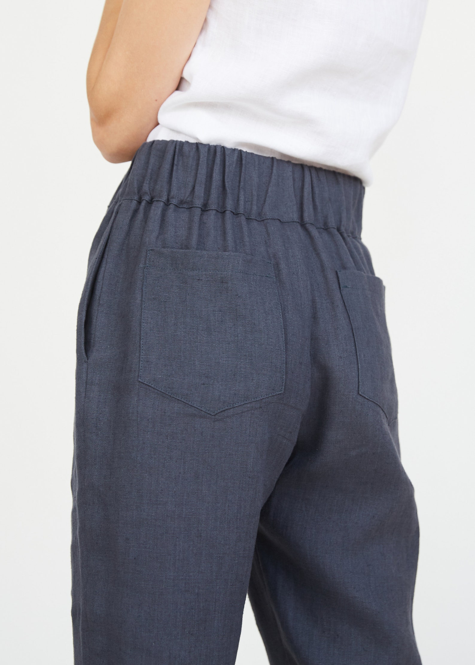 Gray Linen Woman Pants With Pockets Natural Linen Trousers Etsy