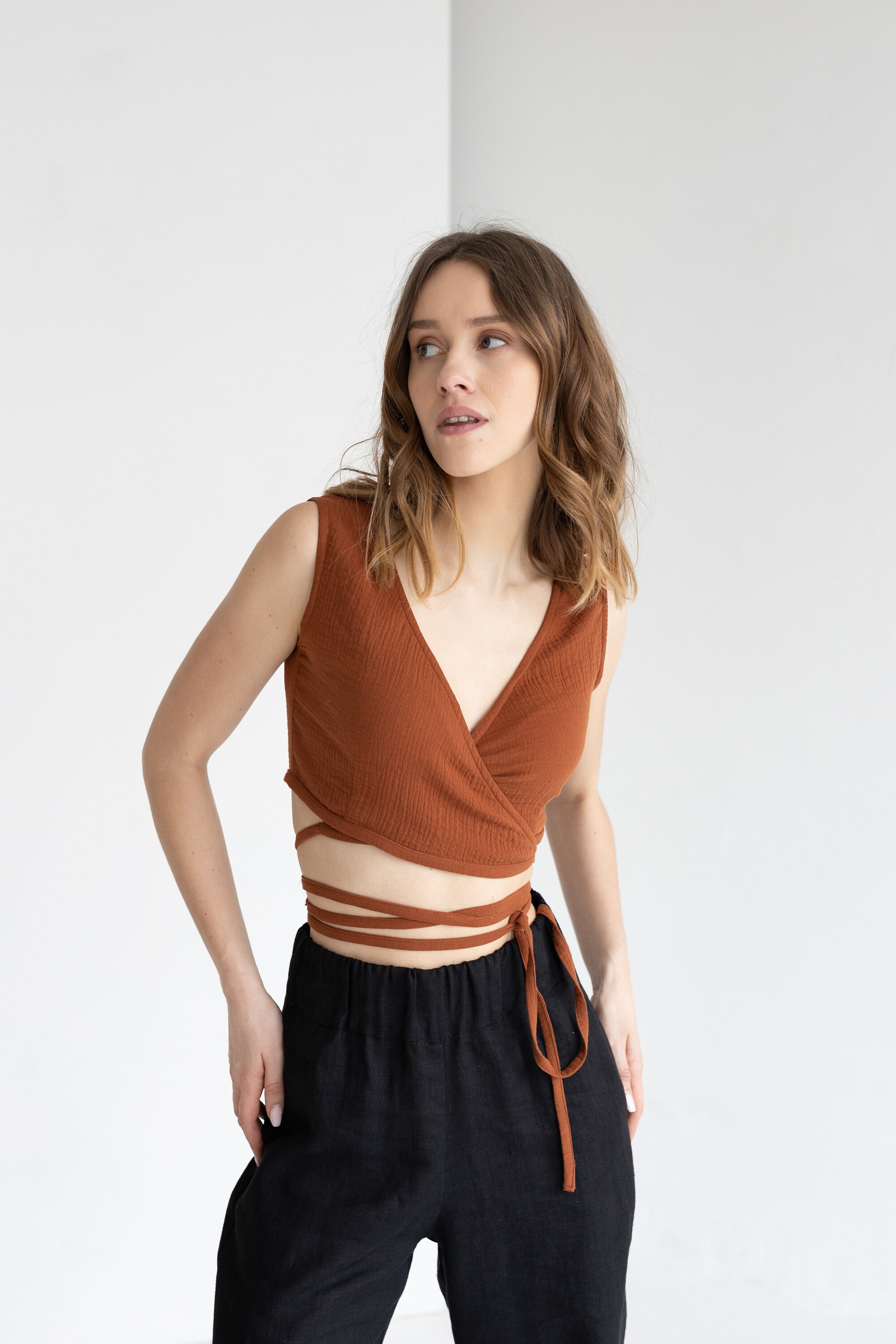 ❖seed and soils /organic cotton wrap top Organic cotton wrap top (chai) – seed and soil