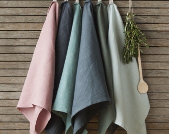 Linen Tea Towels - Set Of 2,Linen Dish Towels,Grey Linen Kitchen Towel,Natural Linen Towels,Softened Linen Towel,Kitchen Linens,Soft Linens