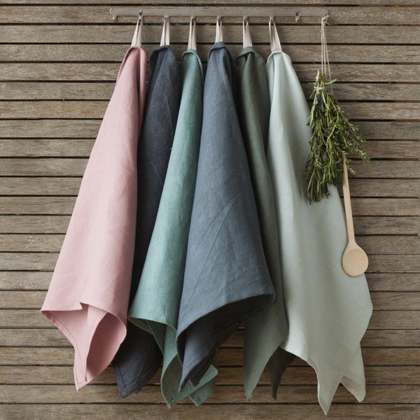 Linen Tea Towels - Set Of 2,Linen Dish Towels,Grey Linen Kitchen Towel,Natural Linen Towels,Softened Linen Towel,Kitchen Linens,Soft Linens