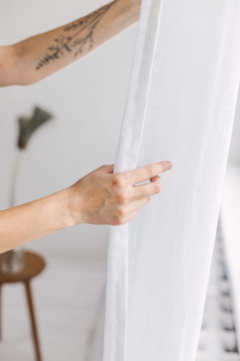 53/136 Cm Wide Lightweight Linen Curtain, Linen Sheer Curtain,Transparent Linen Drape,Linen Gauze Window Panel,Natural Airy Linen drape image 3
