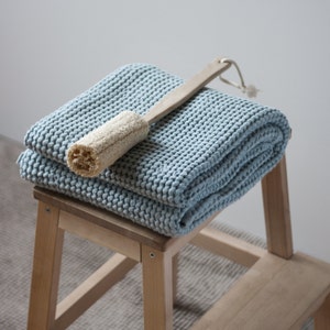 Linen Waffle Towel,Linen Baby Towel,Linen Bath Towel,Blue Beach Towel,Baby Boy Linen Towel,Newborn Bath Towel, Face Hands Linen Cotton Towel