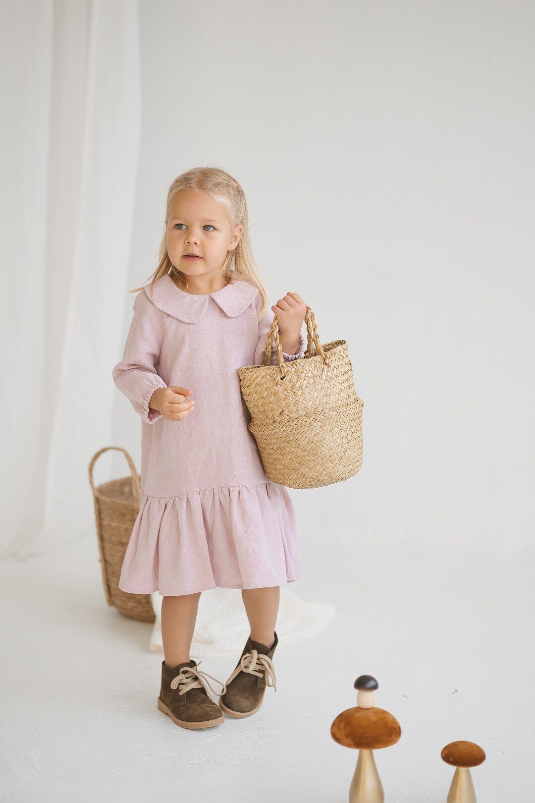 Linen Dress with Peter Pan Collar