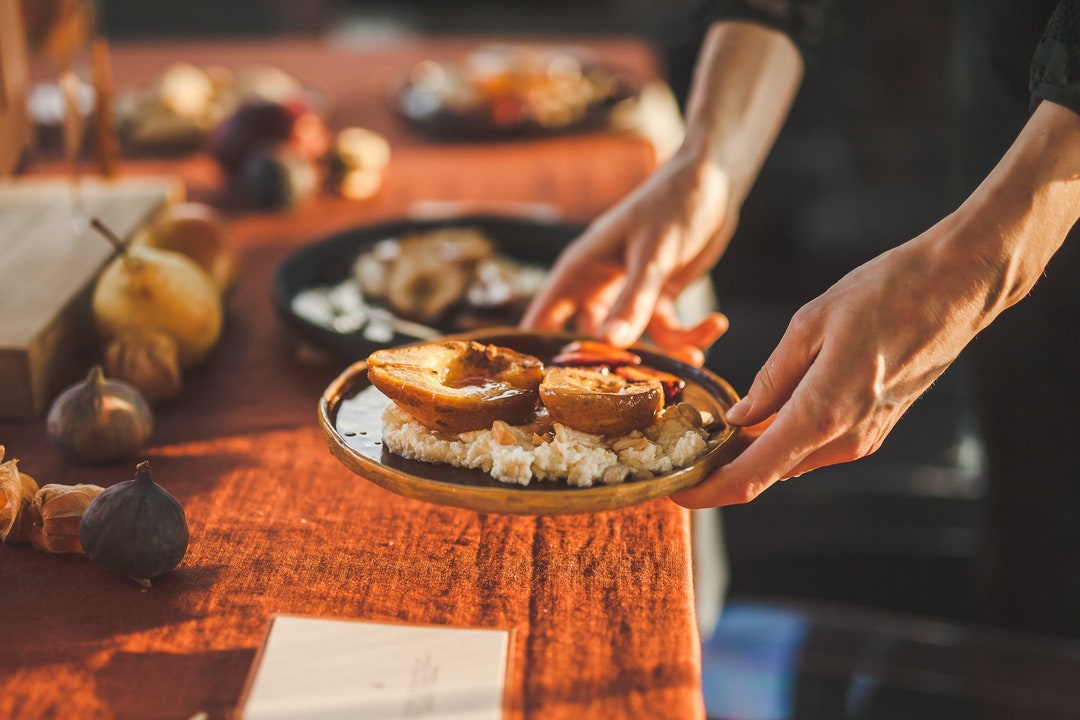 Rusty Linen Tablecloth, Thanksgiving Linen Tablecloth, Christmas Table