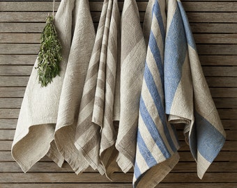Rustic Linen towel Natural Flax Jacquard Woven Kitchen Dishcloth Thanksgiving 