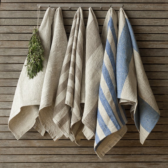 Stonewashed linen - pure 100% flax linen kitchen tea towel or hand