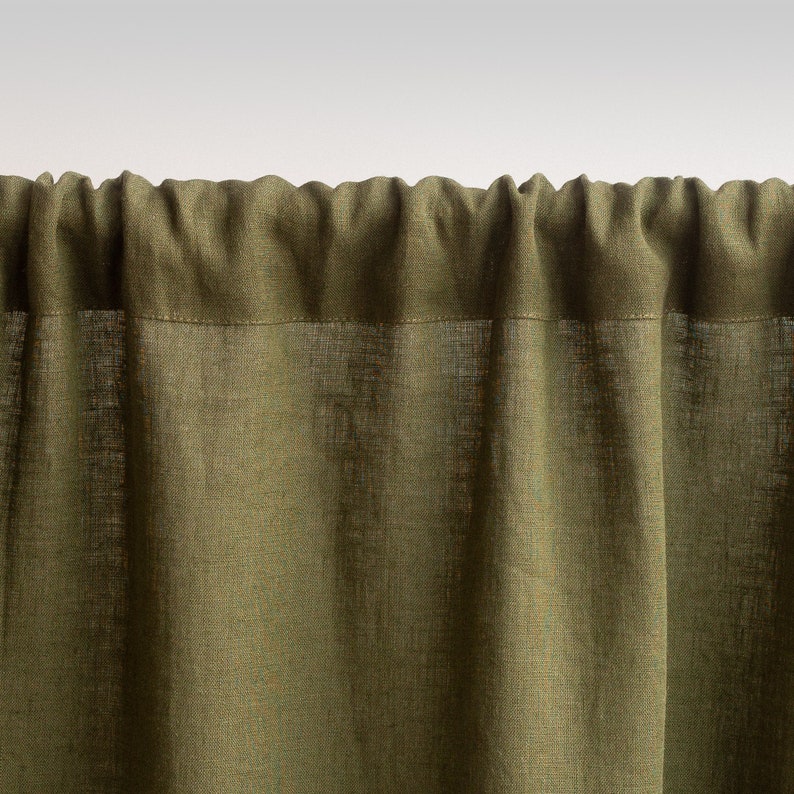 55/140 Cm Wide Rod pocket Linen Curtain Panel, Extra Long Linen Window Drape, Curtains Panel, Green Curtain, Rod Pocket Curtain image 5