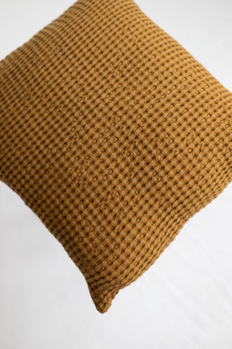 Set Of 2 Waffle Pillow Covers, Waffle Linen Shams, Linen Pillow Shams, Waffle Throw Pillows, Linen Textured Pillows,Decorative Pillows image 6