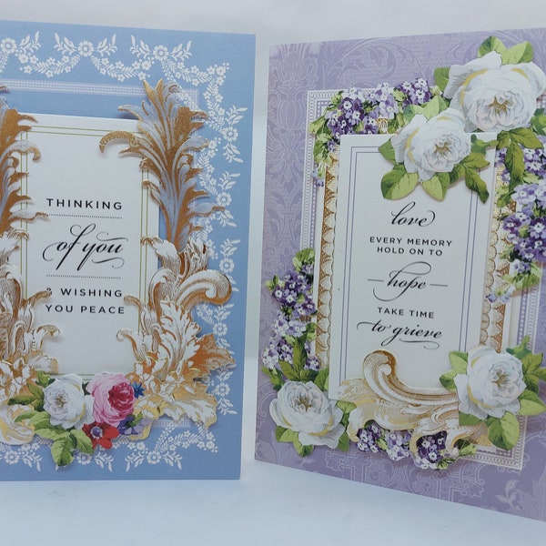 Floral Sympathy Cards - Set of 2 Condolence Cards