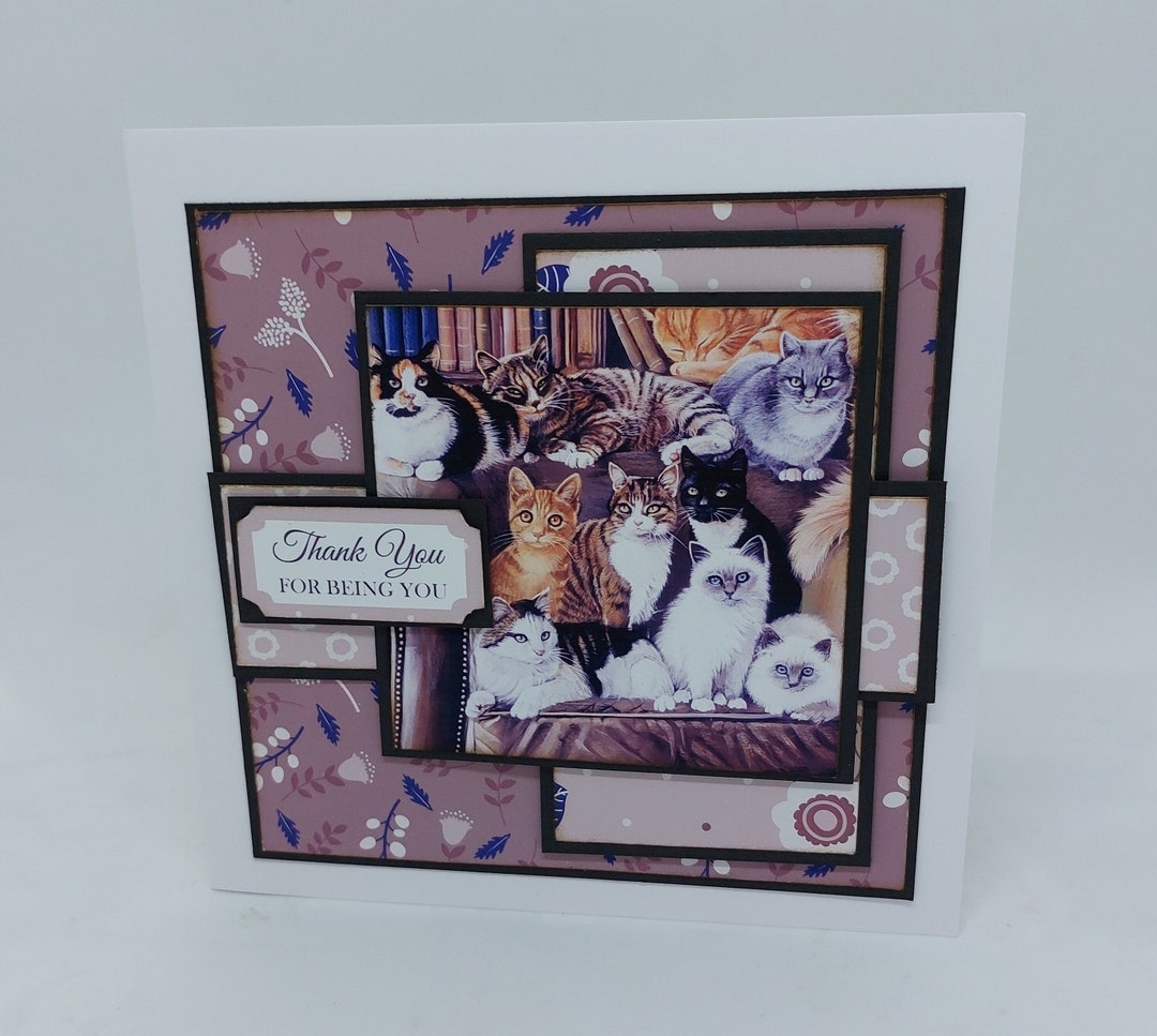 Purr-fectly Grateful Cat Thank You Card Quirky and Whimsical Stationery ...