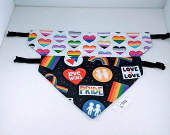 Pieces of Flair and Pride Hearts Reversible Clip on Bandana