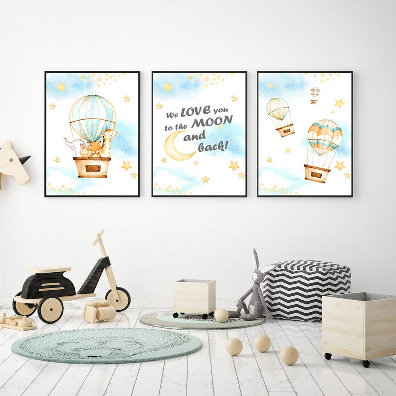 Baby Boy Wall Clock Hot Air Balloon Clock Nursery Wall Etsy