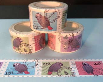 Stamp Washi Tape | African Grey Parrot | Scrapbooking | Sticker Albums | 2.5cm x 5m roll | Einstein Parrot | Stationery Tape