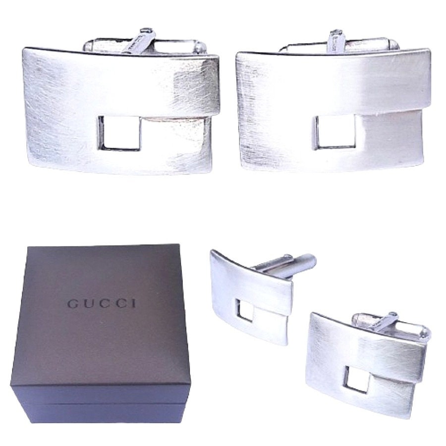 Gucci 1980s Mixed Metal Cufflinks and Tie Clip at 1stDibs