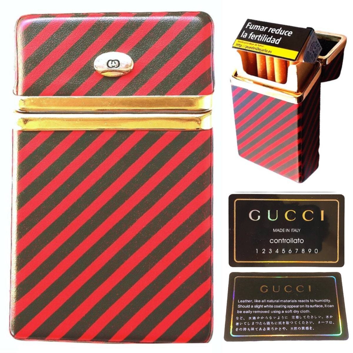 Gucci vintage cigarette case in gold-tone and blue metal - DOWNTOWN UPTOWN  Genève