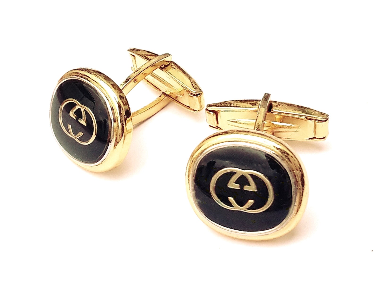 Gucci Cufflinks New Old Stock 1970s Vintage Black/gold - Etsy