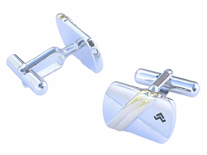 Mario Valentino Cufflinks & Tie Bar NEW 80s Vintage Silver Etsy