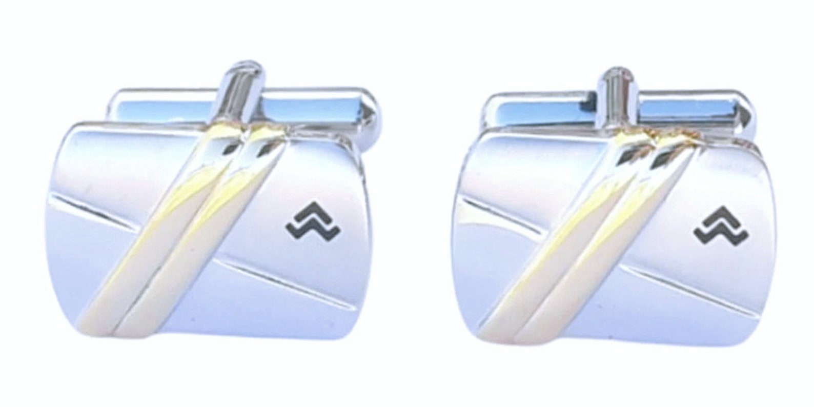 Mario Valentino Cufflinks & Tie Bar NEW 80s Vintage Silver Etsy