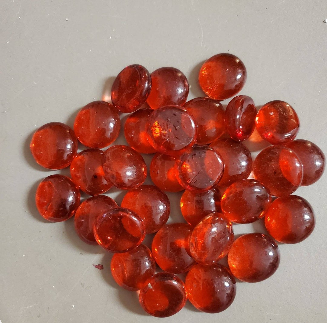 75 Redorange Glass Domed Flat Marbles for Mosaics Jewelry Etsy