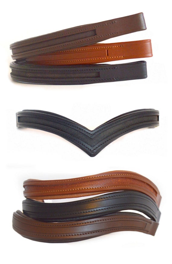 17 Empty Channel Black Leather Browbands for Bridles 15 16 17 Empty Channel Black Leather Browbands for Bridles 15 16