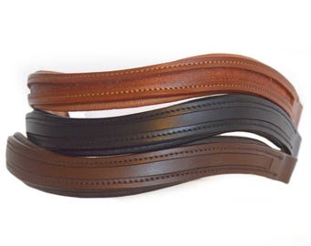 15 16 17 Empty Channel Black Leather Browbands for Bridles 15 16 17 Empty Channel Black Leather Browbands for Bridles