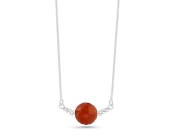 Handmade Carnelian Sterling Silver Necklace • July Birthstone