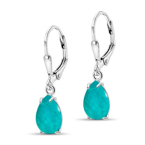 Turquoise Leverback Earrings, 925 Sterling Silver, Drop Earrings, December Birthstone, Turquoise Jewelry, Fashion Jewelry