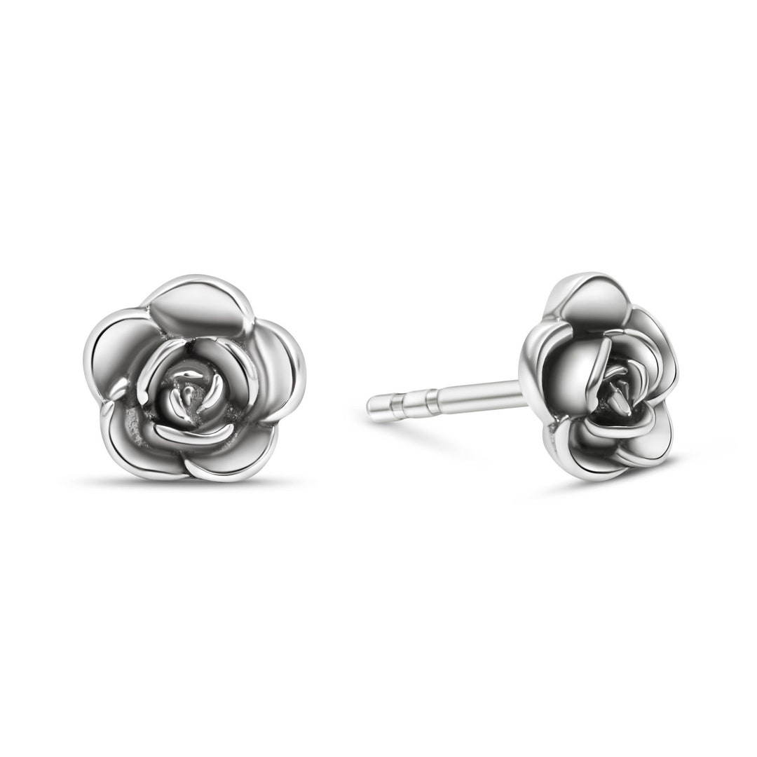 SILVER925 ROSE STUD EARRINGS /シルバー/ピアス Silver Rose Stud Earrings, 925 Sterling Silver, Dainty Rose