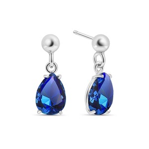 Sterling Silver Sapphire Dangle Earrings, Handmade Birthstone Jewelry, Elegant Minimalist Earrings, Gift for Her, Crystal Drop Earrings