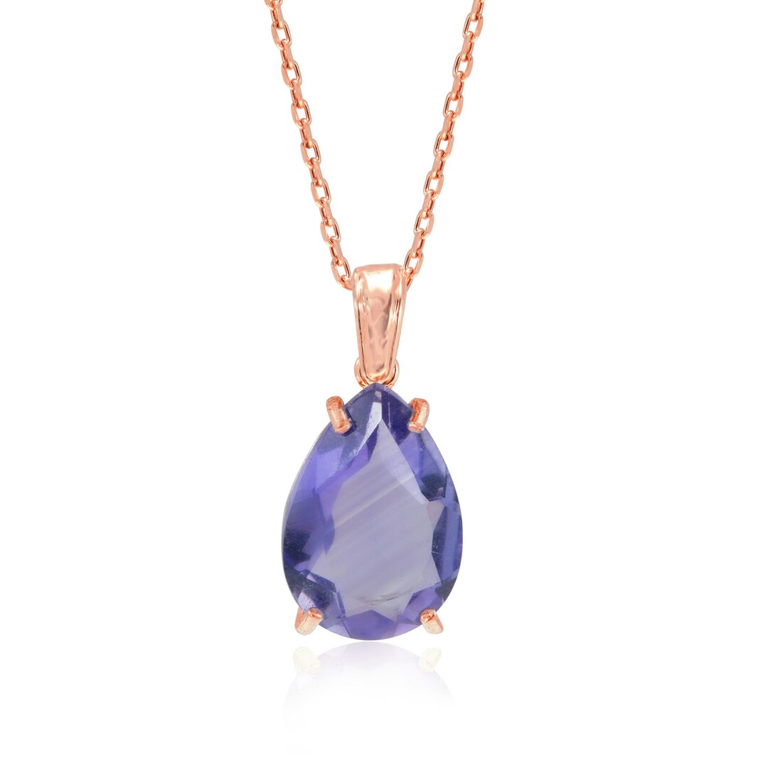 Amethyst & 18k Rose Gold Bolt Pendant Necklace