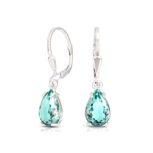 Sterling Silver Aquamarine Leverback Earrings, March Birthstone Jewelry, Handmade Crystal Earrings, Elegant Drop Earrings, Gift for Her